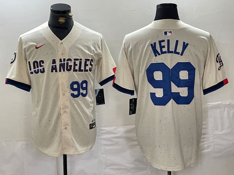 Men Los Angeles Dodgers #99 Kelly Cream Fashion Nike Game MLB Jersey style 2